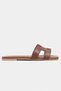 Mavora Tan Matte Leather H Band Women's Slippers - 5