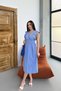 Women's Double Collar Flawed Shoulder Detail French Lace Detail Midi Length Flawed Dress - 2