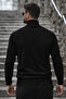 Men's Winter Basic Long Collar Black Sweater - 3