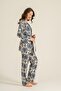 Women's Cobalt Blue 3-Piece Pajama Set, 3-Piece Combed Cotton Modal Pajama Set, 50% Cotton 50% Modal - 4