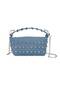 Blue Denim Staple Detailed Chain Strap Women's Shoulder & Crossbody Bag Zb003