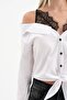 Women's 100% Cotton Lace Strap Detailed Front Tie Design Shirt - 5