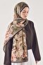 Floral Patterned Aqua Soft Shawl 4075 - Haki̇