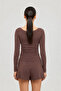 Soft Rib Oval Neck Blouse Brown - 3