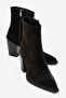 Wanise Women's Genuine Leather Pointed Toe Boots Black Suede