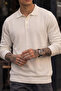 Men's Shiny Pocketless Plain Pattern White Sweater - 6