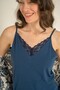 Women's Cobalt Blue 3-Piece Pajama Set, 3-Piece Combed Cotton Modal Pajama Set, 50% Cotton 50% Modal - 3