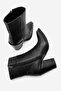 Wanise Women's Genuine Leather Pointed Toe Boots Black - 5