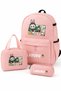 Pink 3-Piece Bag Set for Girls – Large School Backpack, Medium Hand Bag & Small Pencil Pouch with Cute Cartoon Print - 8