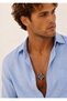 Stainless Steel Blue Rope Detailed Sailor Marine Helm Men's Necklace - 4