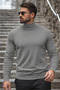 Men's Winter Basic Long Collar Anthracite Sweater - 5