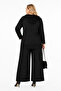 Plus Size Hooded Butterfly Printed Stone Detailed Striped Cotton Wide Leg Pants Women's Two-Piece Set - 2