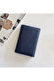 Leather Trifold Card Holder with Magnetic Closure 6 Slots ID Window Photo Window Unisex Blue - 5