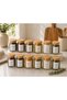 12-Piece Wooden Vacuum-Sealed Glass Spice Jar Set with Leak-Proof Lids 300 ml - 12 Spoons & 12 Labels as a Gift