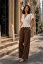 Women's Black Oversize Palazzo Trousers with Tie Detail - 5