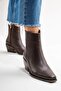 Wanille Women's Pointed Toe Genuine Leather Zippered Boots Brown - 7