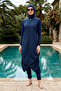 Full Length Parachute Full Covered Hijab Swimsuit 6068 Dark Navy Blue - 4