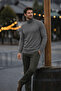 Men's Casual Slim Fit Anthracite Full Turtleneck Sweater - 2