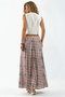 Women's Square Patterned Long Skirt 1556 - Tan - 4