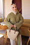 Khaki Self-Belted Modal Shirt - 4