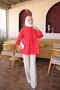 Red Front-Tie Gathered Shirt - 2