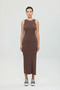 Soft Rib Slit Detailed Sleeveless Dress Brown - 2