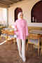 Pink Side Collar Waist Tie Poplin Shirt - 2