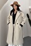 Women's Belted Lined Buttoned Long Cashmere Coat - 4