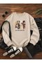 Live to Ride at Printed Comfortable Fit Crew Neck Women's Beige Sweatshirt
