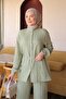 Çağla Sleeveless Elastic Buttoned Tunic and Trousers Set - 3