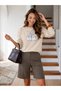 Women's Today I Choose Written Lavender Printed Comfortable Fit Crew Neck Beige Sweatshirt - 2