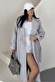 Women's Belted Lined Buttoned Long Cashmere Coat - 7