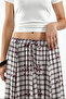Women's Square Patterned Long Skirt 1556 - Black - 3