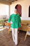 Green Front Tie Drawstring Shirt - 2