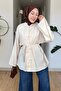 Beige Buttoned Belted Tunic