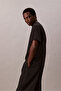 Men's Regular Fit Ck Logo Embroidered Round Neck Short Sleeve Black T-Shirt - 4