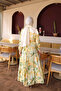 Yellow Half-Buttoned Layered Dress with Elastic Sleeves - 5