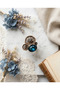Bronze Women Ring Authentic Copper Jewelry Blue Crystal Stone Poppy Adjustable Vintage - 6