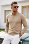 Men's Cool Medium Thick Knitwear Cream Sweater - 3