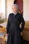 Black Buttoned Waist Pencil Dress - 4