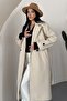 Women's Belted Lined Buttoned Long Cashmere Coat - 6