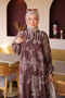 Brown Half-Buttoned Skirt with Elastic Sleeves and Layered Viscose Dress - 3