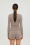 Soft Rib V-Neck Blouse Mink - 3