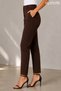 Women's Grass Green Detailed Skinny High Waist Ankle Length Trousers - 4