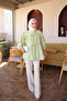 Olive Front Tie Drawstring Shirt - 2