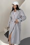 Women's Belted Lined Buttoned Long Cashmere Coat - 6