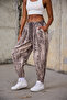 Women's Patterned Trousers with Elastic Waist and Cuffs - 3