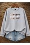 Women's Beatuy Written Heart Printed Comfortable Fit Crew Neck Gray Sweatshirt