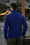 Men's Casual Tight-Fitting Navy Blue Full Turtleneck Sweater - 2