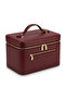 Large Size Makeup Bag with Mirror - Large Volume Travel Cosmetic Case Burgundy Leather - 3